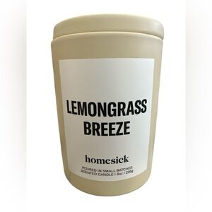 Homesick Scented Candle 8 oz Lemongrass Breeze Beige Ceramic Jar w Lid New